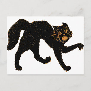 Cartão Postal Gato Negro Assustador 1920