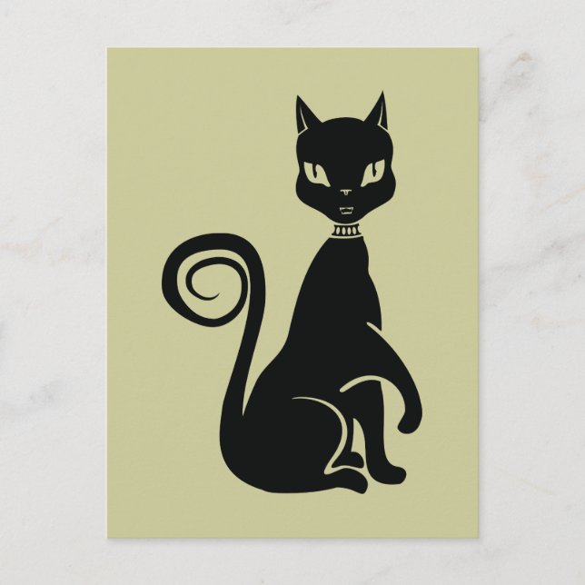 Cartão Postal Gato Negro Elegante (Frente)