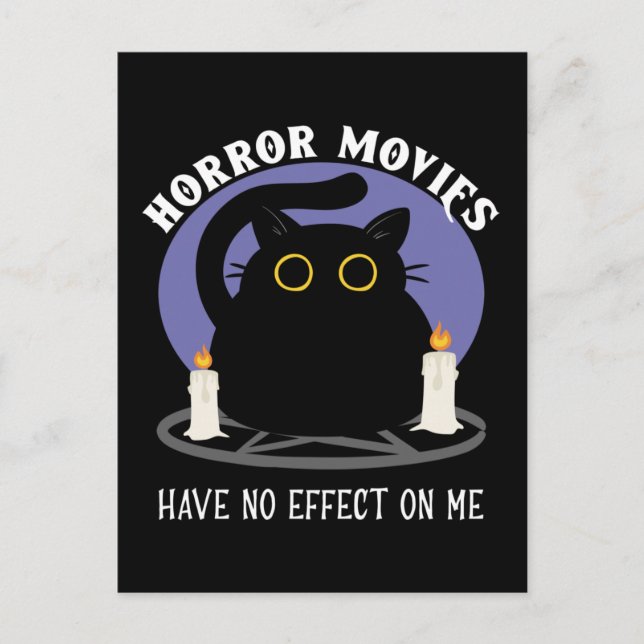 Cartão Postal Gato Negro Engraçado Adora Filme De Horror (Frente)