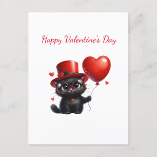 Cartão Postal Gato Negro Engraçado Com Dia de os namorados De Ba