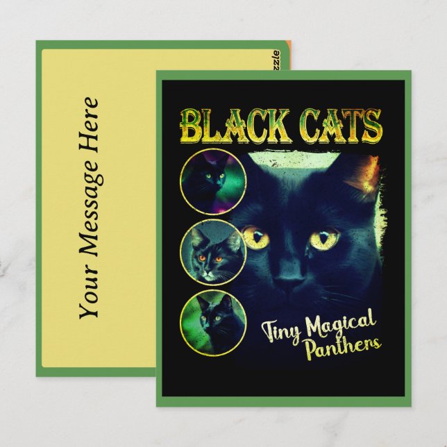 Cartão Postal Gato Negro Engraçado Faux Bootleg 90 Gráfico (Frente/Verso)