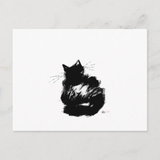 Cartão Postal Gato Negro Enigmático