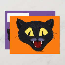 Cartão Postal Gato Negro Halloween