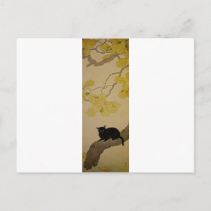 Cartão Postal Gato Negro (Kuroki Neko) por Hishida Shunso