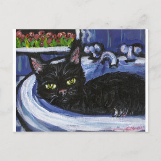 Cartão Postal Gato negro na pia