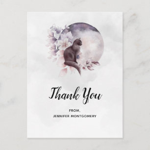 Cartão Postal Gato Negro por uma Lua Mágica e Completa Obrigado