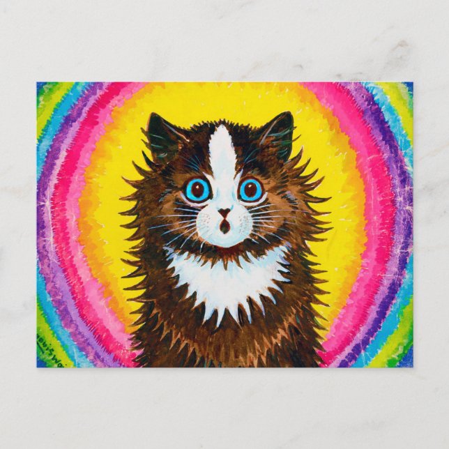 Cartão Postal Gato no Arco-íris, Louis Wain (Frente)