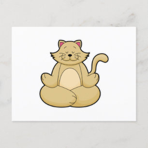 Cartão Postal Gato no exercício de alongamento de Yoga sentado c