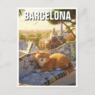 Cartão Postal Gato no Parque da Espanha de Barcelona Güell Viage