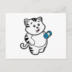 Cartão Postal Gato no treino de Bíceps com Halteres