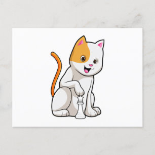 Cartão Postal Gato no Xadrez com Peão