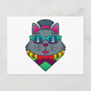 Cartão Postal Gato no Xadrez com Peão de Xadrez