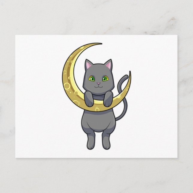 Cartão Postal Gato Noite Lua (Frente)