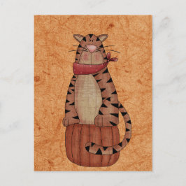 Cartão Postal Gato numa Abóbora
