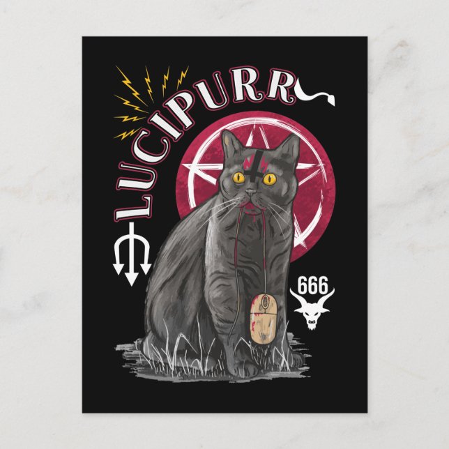 Cartão Postal Gato Occulto Gótica Satã (Frente)