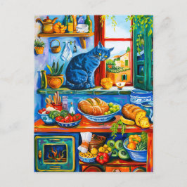 Cartão Postal Gato Olhando A Janela Da Cozinha