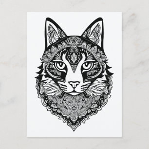 Cartão Postal Gato Ornamental
