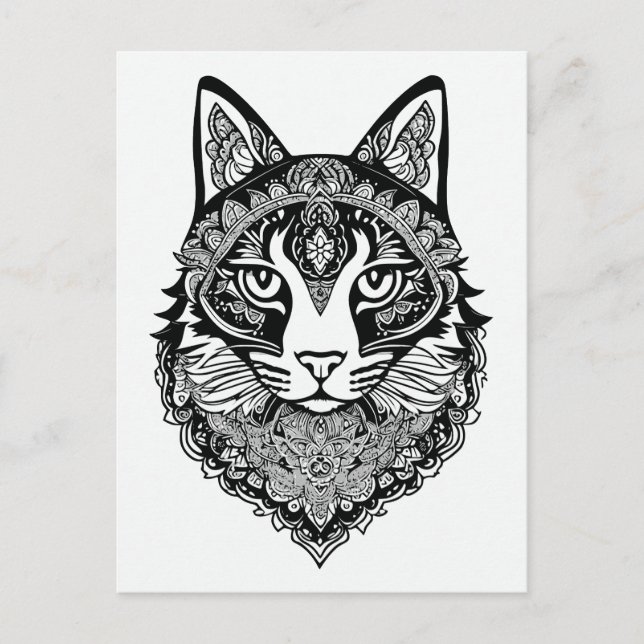 Cartão Postal Gato Ornamental (Frente)