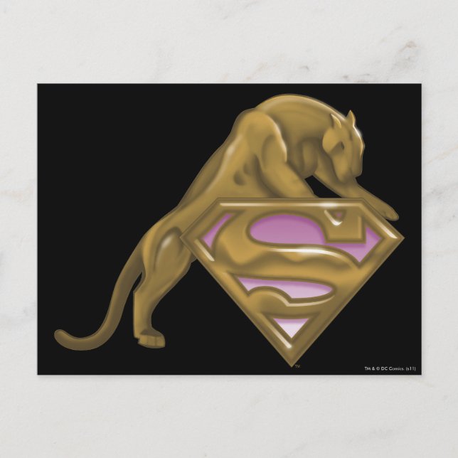 Cartão Postal Gato Ouro de Supergirl (Frente)