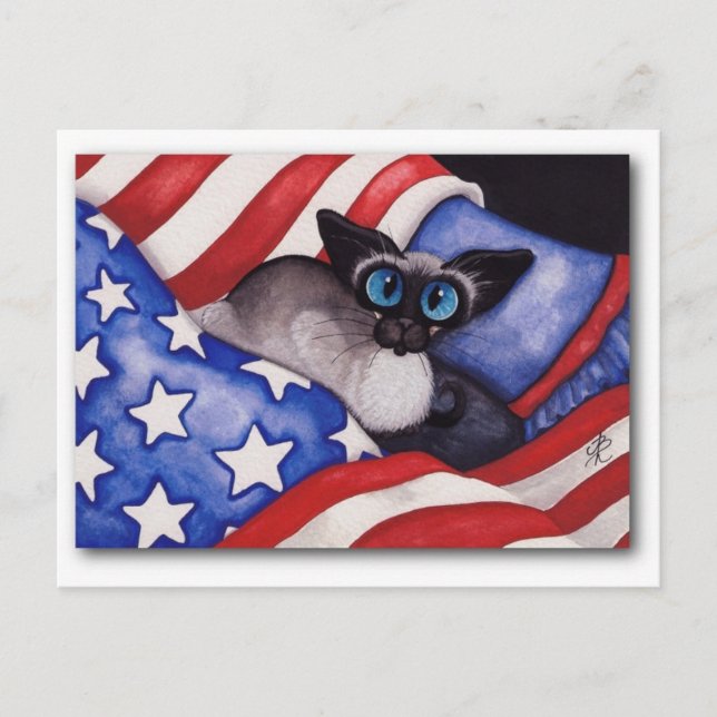 Cartão Postal Gato Patriótico (Frente)