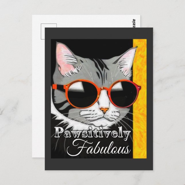 Cartão Postal Gato Pawsitivamente Fabuloso (Frente/Verso)