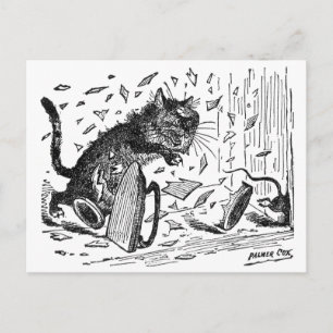 Cartão Postal Gato Perde Jantar Quando Rato Escapa