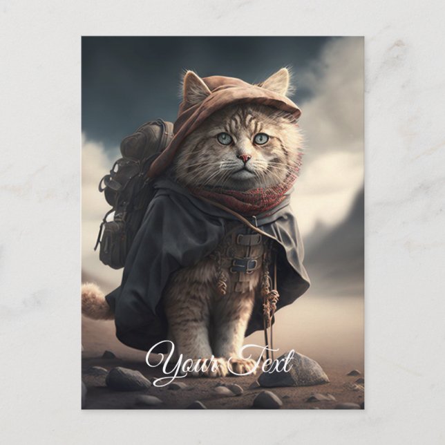 Cartão Postal Gato peregrino. (Frente)