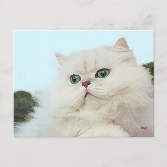 Cartão Postal Gato Persa com Olhos de Jade (Frente)