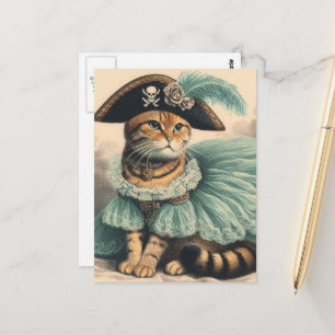 Cartão Postal Gato Pirata Adorável