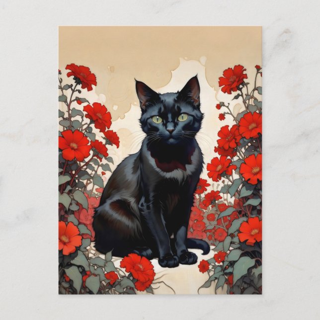 Cartão Postal gato preto (Frente)