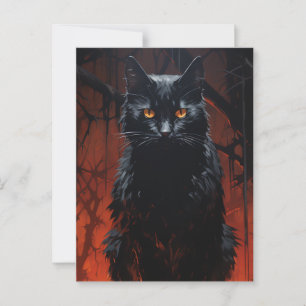 Cartão Postal Gato Preto Assustador