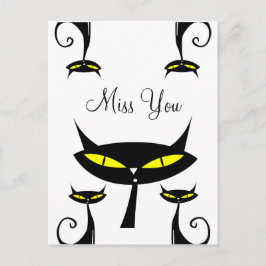Cartão Postal Gato Preto Atômico Moderno de Meados do Século XX 