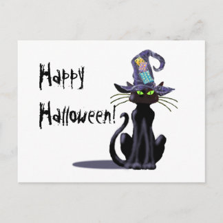 Cartão Postal GATO PRETO & CHAPÉU por SHARON SHARPE