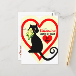 Cartão Postal Gato Preto Chorando Velho Namorado Vintage