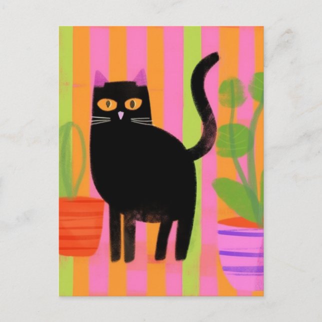 Cartão Postal Gato Preto Cinto (Frente)