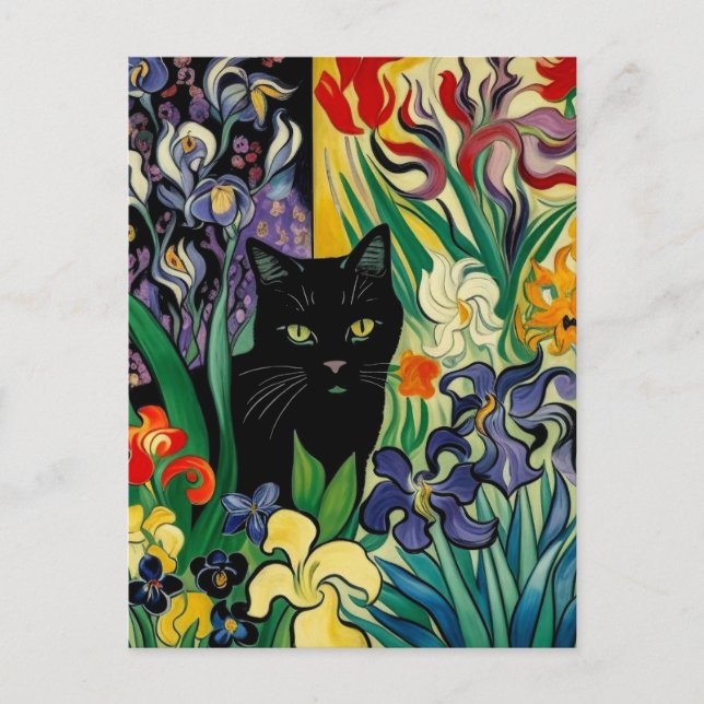 Cartão Postal Gato Preto Com Íris (Frente)