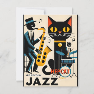 Cartão Postal Gato Preto do Gato Preto da Idade do Jazz do meio 