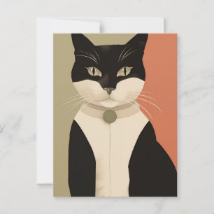 Cartão Postal Gato Preto e Branco