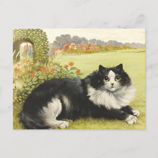 Cartão Postal Gato Preto E Branco Louis Wain (Frente)
