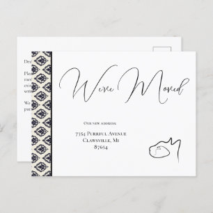 Cartão Postal Gato Preto e Branco Nós Mudamos, Mudança de Endere