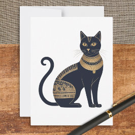 Cartão Postal Gato Preto Egípcio Felino Elegante