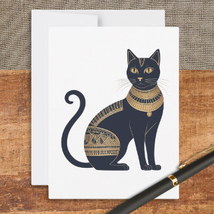 Cartão Postal Gato Preto Egípcio Felino Elegante