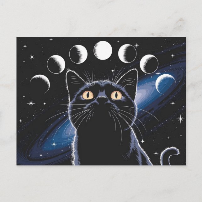 Cartão Postal Gato Preto gótico, Presente Gótico, Gato Preto da  (Frente)