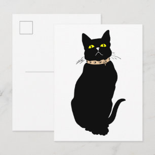 Cartão Postal Gato preto, ilustração de animal