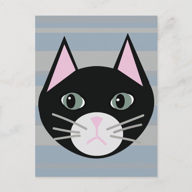 Cartão Postal Gato Preto, Stripes (Frente)
