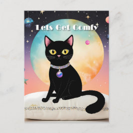 Cartão Postal Gato Preto - Vamos nos Sentir Confortáveis