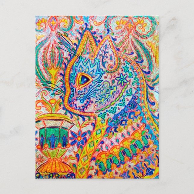 Cartão Postal Gato Psicodélico, Louis Wain (Frente)