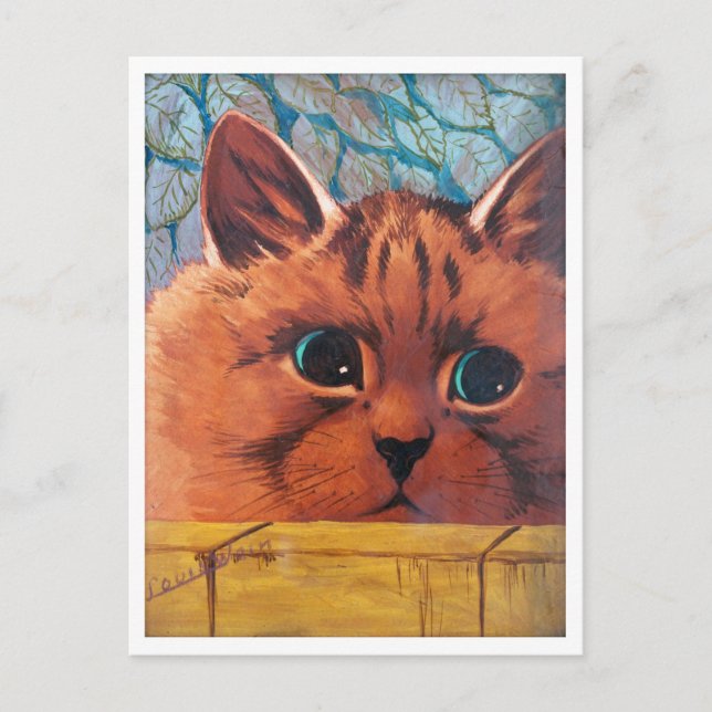 Cartão Postal Gato Purgando Sobre Parede, Louis Wain (Frente)