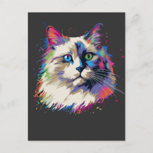 Cartão Postal Gato Ragdoll Coloroso