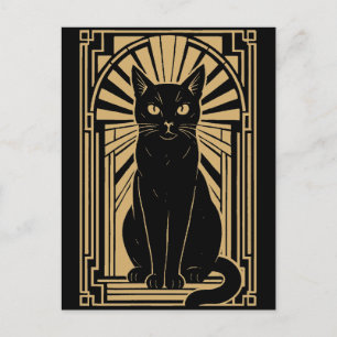 Cartão Postal Gato Retro Art Déco